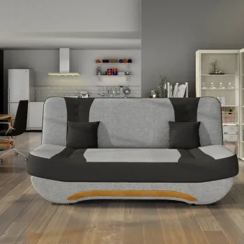 Canapea extensibila 3 locuri ELTAP, Ewa II, 189x90x88 cm, lemn/poliester, gri deschis/negru imagine
