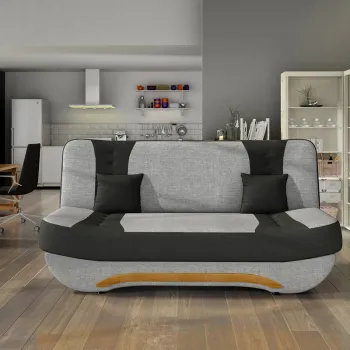 Canapea extensibila 3 locuri ELTAP, Ewa II, 189x90x88 cm, lemn/poliester, gri/negru imagine
