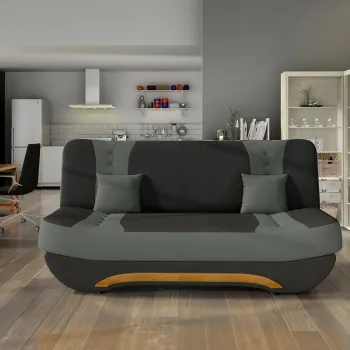 Canapea extensibila 3 locuri ELTAP, Ewa II, 189x90x88 cm, lemn/poliester, negru/gri imagine