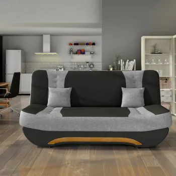 Canapea extensibila 3 locuri ELTAP, Ewa II, 189x90x88 cm, lemn/poliester, negru/gri deschis imagine