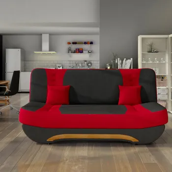 Canapea extensibila 3 locuri ELTAP, Ewa II, 189x90x88 cm, lemn/poliester, negru/rosu imagine