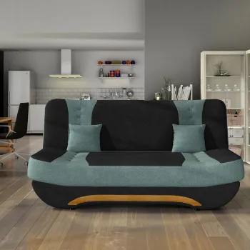Canapea extensibila 3 locuri ELTAP, Ewa II, 189x90x88 cm, lemn/poliester, negru/verde imagine