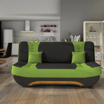 Canapea extensibila 3 locuri ELTAP, Ewa II, 189x90x88 cm, lemn/poliester, negru/verde deschis imagine