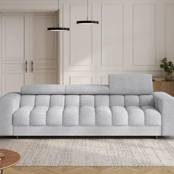 Canapea extensibila 3 locuri ELTAP, Festello, 260x100x96 cm, lemn/poliester, alb murdar imagine