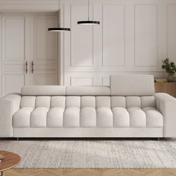 Canapea extensibila 3 locuri ELTAP, Festello, 260x100x96 cm, lemn/poliester, bej imagine