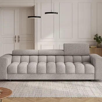 Canapea extensibila 3 locuri ELTAP, Festello, 260x100x96 cm, lemn/poliester, gri imagine