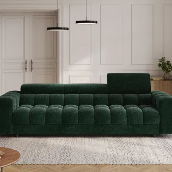 Canapea extensibila 3 locuri ELTAP, Festello, 260x100x96 cm, lemn/poliester, verde inchis imagine
