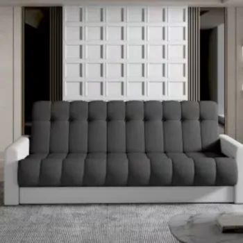 Canapea extensibila 3 locuri ELTAP, Garett, 212x85x90 cm, lemn/poliester, gri inchis/alb imagine