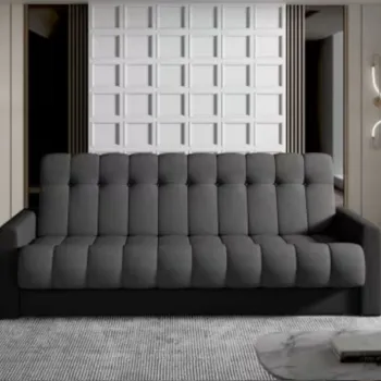 Canapea extensibila 3 locuri ELTAP, Garett, 212x85x90 cm, lemn/poliester, gri inchis/negru imagine