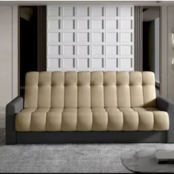 Canapea extensibila 3 locuri ELTAP, Garett, 212x85x90 cm, lemn/poliester, maro deschis/gri inchis imagine