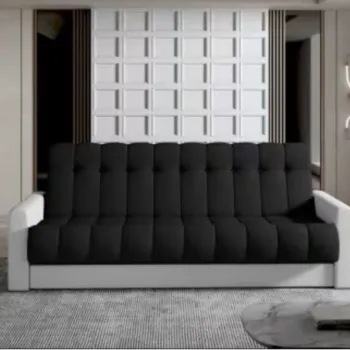 Canapea extensibila 3 locuri ELTAP, Garett, 212x85x90 cm, lemn/poliester, negru/alb imagine