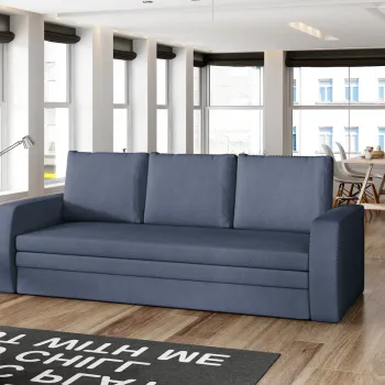 Canapea extensibila 3 locuri ELTAP, Inversa, 220x83x89 cm, lemn/poliester, albastru inchis imagine