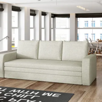 Canapea extensibila 3 locuri ELTAP, Inversa, 220x83x89 cm, lemn/poliester, bej imagine