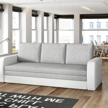 Canapea extensibila 3 locuri ELTAP, Inversa, 220x83x89 cm, lemn/poliester, gri deschis/alb imagine