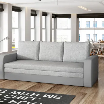 Canapea extensibila 3 locuri ELTAP, Inversa, 220x83x89 cm, lemn/poliester, gri deschis/gri imagine