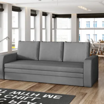 Canapea extensibila 3 locuri ELTAP, Inversa, 220x83x89 cm, lemn/poliester, gri inchis imagine