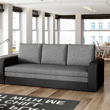 Canapea extensibila 3 locuri ELTAP, Inversa, 220x83x89 cm, lemn/poliester, gri inchis/negru imagine