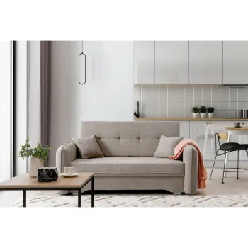 Canapea extensibila 3 locuri, ELTAP, Laine, 155x105x75 cm, lemn/poliester, bej imagine