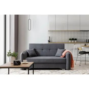 Canapea extensibila 3 locuri, ELTAP, Laine, 155x105x75 cm, lemn/poliester, gri imagine