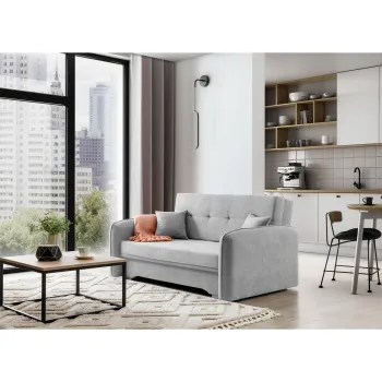 Canapea extensibila 3 locuri, ELTAP, Laine, 155x105x75 cm, lemn/poliester, gri deschis imagine