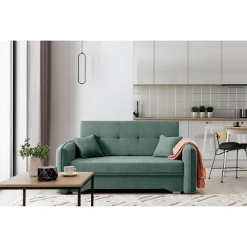 Canapea extensibila 3 locuri, ELTAP, Laine, 155x105x75 cm, lemn/poliester, verde imagine