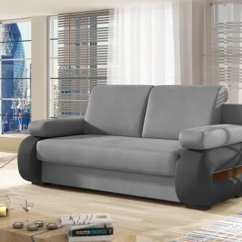 Canapea extensibila 3 locuri ELTAP, Laura, 202x79x84 cm, lemn/poliester, gri deschis/gri inchis imagine