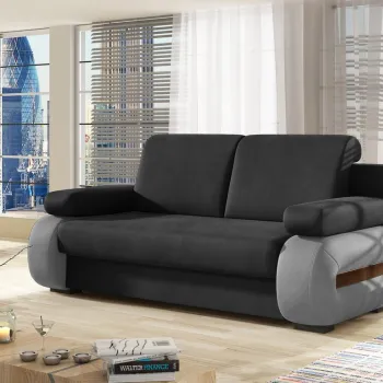 Canapea extensibila 3 locuri ELTAP, Laura, 202x79x84 cm, lemn/poliester, gri inchis/gri imagine