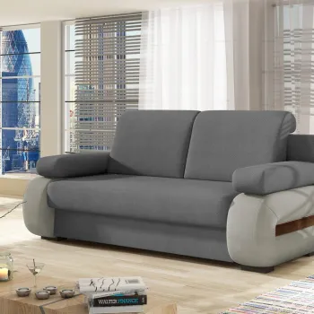 Canapea extensibila 3 locuri ELTAP, Laura, 202x79x84 cm, lemn/poliester, gri inchis/gri deschis imagine