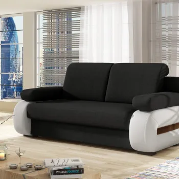 Canapea extensibila 3 locuri ELTAP, Laura, 202x79x84 cm, lemn/poliester, negru/alb imagine