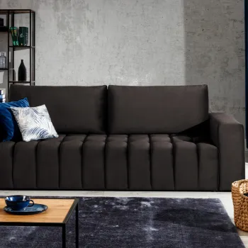 Canapea extensibila 3 locuri ELTAP, Laz02, Lazaro, 247x97x92 cm, lemn/poliester, maro inchis imagine