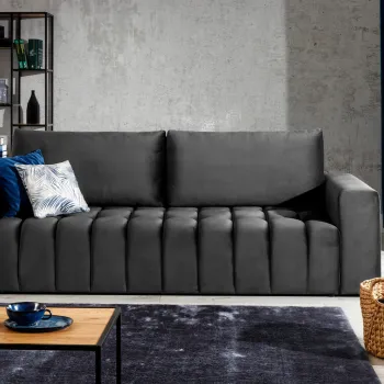 Canapea extensibila 3 locuri ELTAP, Laz07, Lazaro, 247x97x92 cm, lemn/poliester, gri inchis imagine