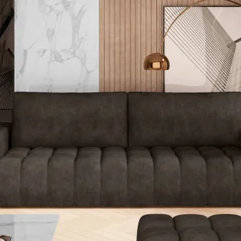 Canapea extensibila 3 locuri ELTAP, Laz09, Lazaro, 247x97x92 cm, lemn/poliester, maro inchis imagine