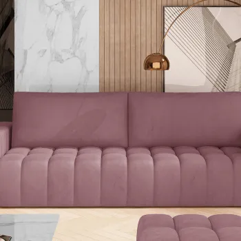 Canapea extensibila 3 locuri ELTAP, Laz13, Lazaro, 247x97x92 cm, lemn/poliester, roz inchis imagine