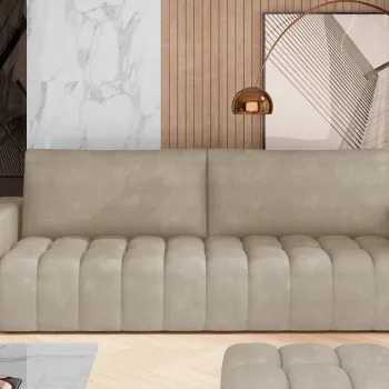 Canapea extensibila 3 locuri ELTAP, Laz17, Lazaro, 247x97x92 cm, lemn/poliester, bej imagine