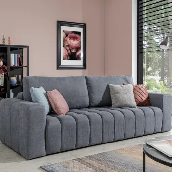 Canapea extensibila 3 locuri ELTAP, Laz20, Lazaro, 247x97x92 cm, lemn/poliester, gri imagine