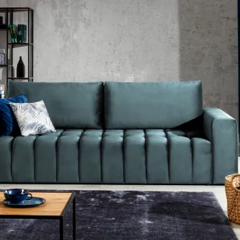 Canapea extensibila 3 locuri ELTAP, Laz38, Lazaro, 247x97x92 cm, lemn/poliester, verde inchis imagine