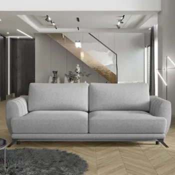 Canapea extensibila 3 locuri ELTAP, Meg04, Megis, 242x95x90 cm, lemn/poliester, gri deschis imagine
