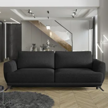 Canapea extensibila 3 locuri ELTAP, Meg06, Megis, 242x95x90 cm, lemn/poliester, negru imagine