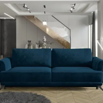 Canapea extensibila 3 locuri ELTAP, Meg07, Megis, 242x95x90 cm, lemn/poliester, albastru inchis imagine