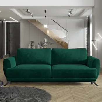 Canapea extensibila 3 locuri ELTAP, Meg08, Megis, 242x95x90 cm, lemn/poliester, verde inchis imagine