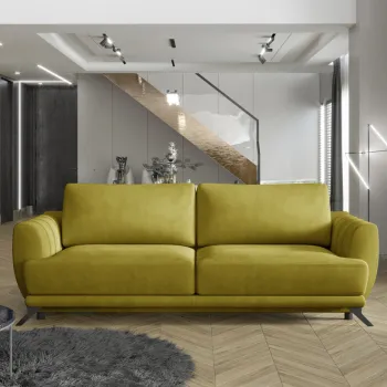 Canapea extensibila 3 locuri ELTAP, Meg10, Megis, 242x95x90 cm, lemn/poliester, mustar imagine