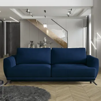 Canapea extensibila 3 locuri ELTAP, Meg11, Megis, 242x95x90 cm, lemn/poliester, albastru inchis imagine