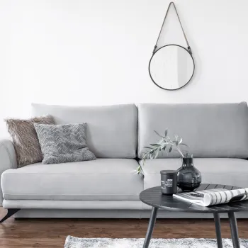 Canapea extensibila 3 locuri ELTAP, Meg12, Megis, 242x95x90 cm, lemn/poliester, gri deschis imagine