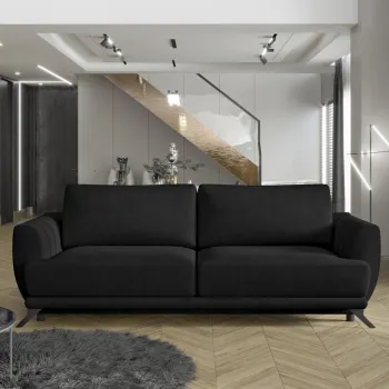 Canapea extensibila 3 locuri ELTAP, Meg15, Megis, 242x95x90 cm, lemn/poliester, negru imagine