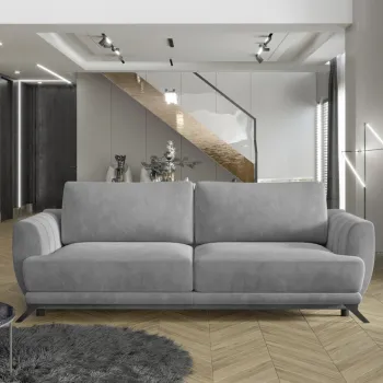 Canapea extensibila 3 locuri ELTAP, Meg19, Megis, 242x95x90 cm, lemn/poliester, gri deschis imagine