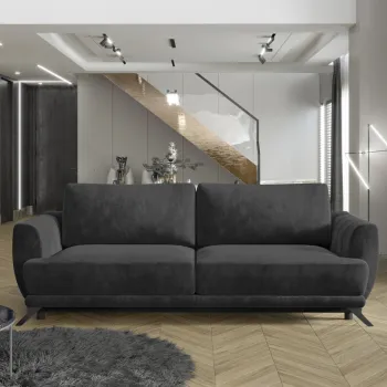 Canapea extensibila 3 locuri ELTAP, Meg20, Megis, 242x95x90 cm, lemn/poliester, gri inchis imagine