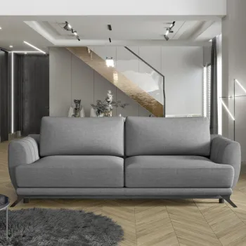 Canapea extensibila 3 locuri ELTAP, Meg22, Megis, 242x95x90 cm, lemn/poliester, gri deschis imagine