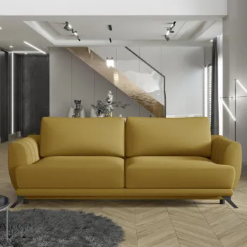 Canapea extensibila 3 locuri ELTAP, Meg23, Megis, 242x95x90 cm, lemn/poliester, mustar imagine