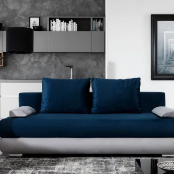 Canapea extensibila 3 locuri ELTAP, Milo, 213x95x90 cm, lemn/poliester, albastru inchis/gri deschis imagine