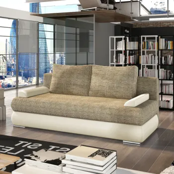 Canapea extensibila 3 locuri ELTAP, Milo, 213x95x90 cm, lemn/poliester, bej inchis/bej deschis imagine